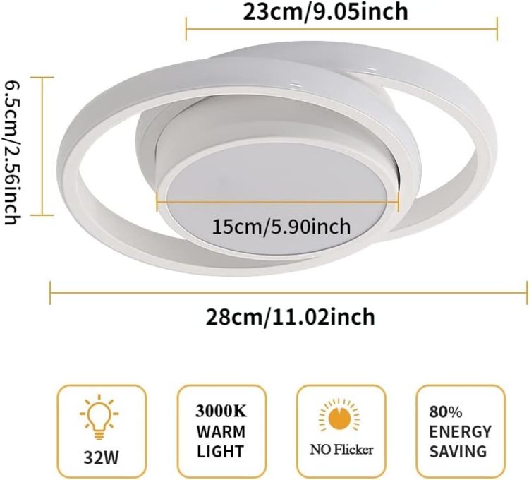 Picture of Ceiling Lights, Modern LED Ceiling Lights 32W 2350lm, Warm White 3000K, Round Ceiling Lighting for Bedroom Hallway Balcony Corridor 