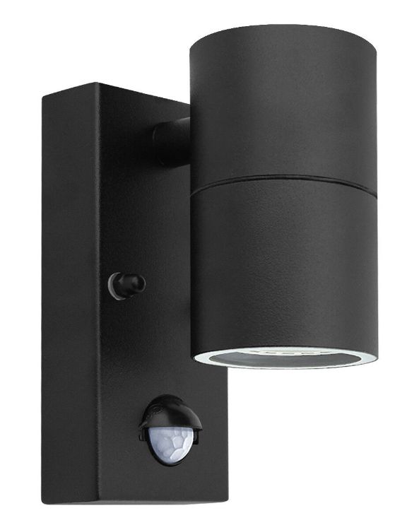 Picture of Outdoor Wall Lights PIR Motion Sensor, GU10 Base Down Exterior Wall Sconce, Stainless Steel Black Single Wall Light