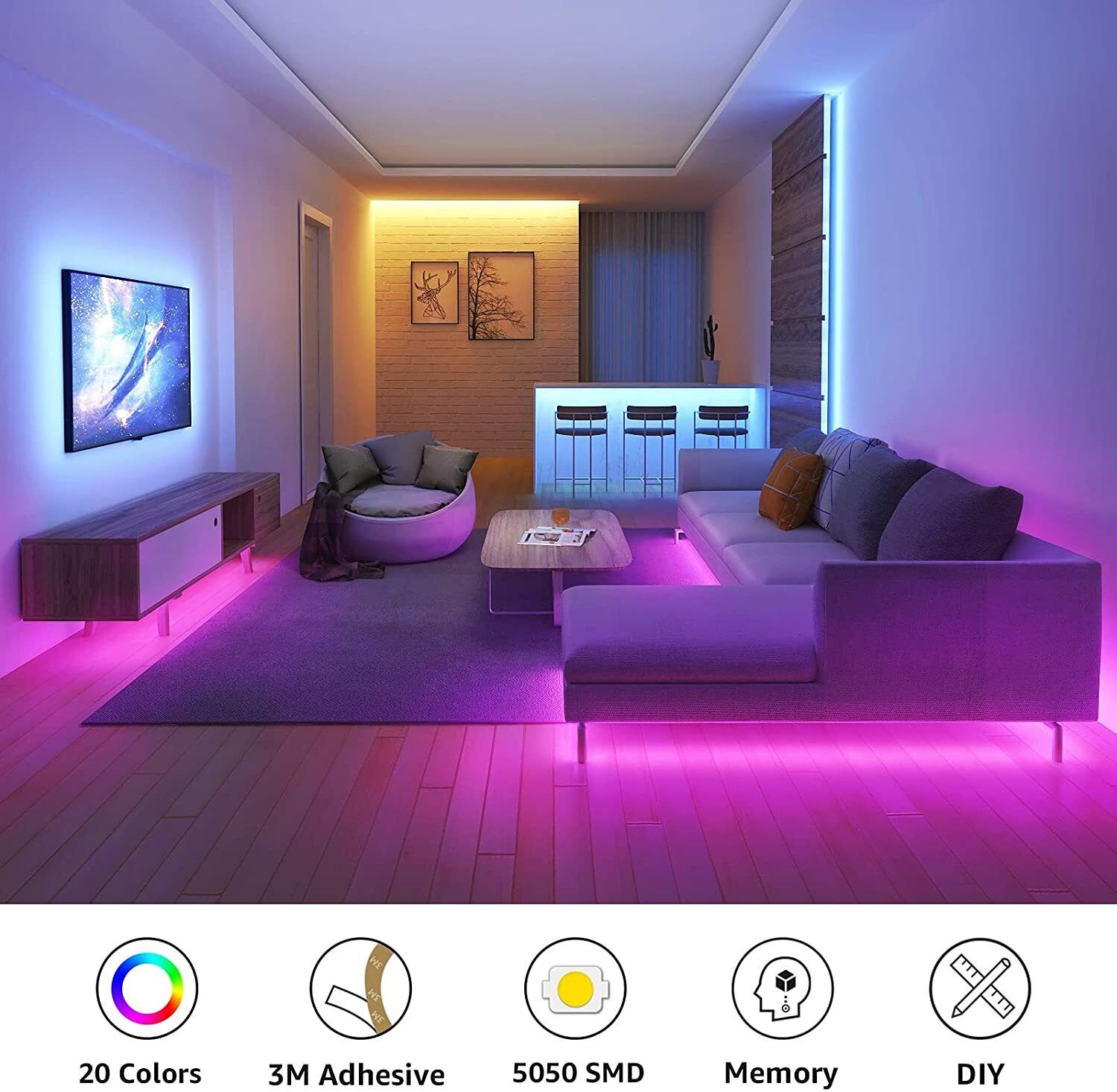Buy RGB LED Strip Lights For Bedroom - Strip Lights 20M For Sale