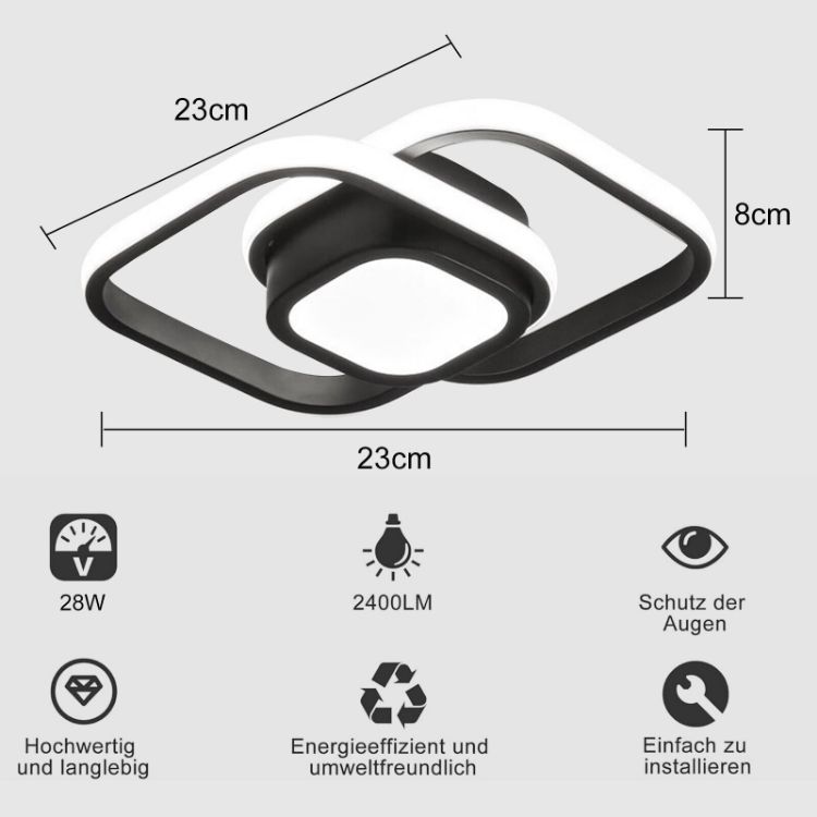 Contemporary Black White LED Ceiling Light for Bedroom