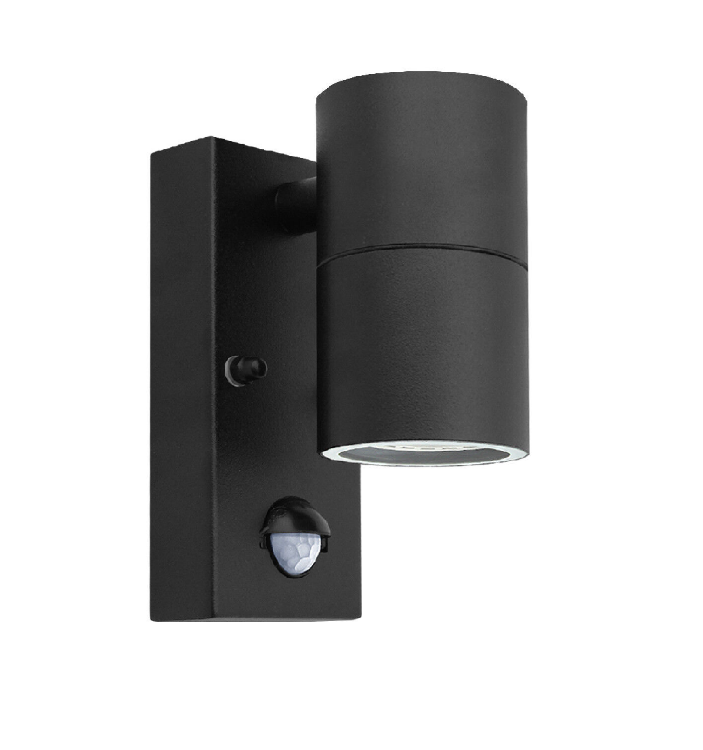 Picture of Outdoor Wall Lights PIR Motion Sensor, GU10 Base Down Exterior Wall Sconce, Stainless Steel Black Single Wall Light