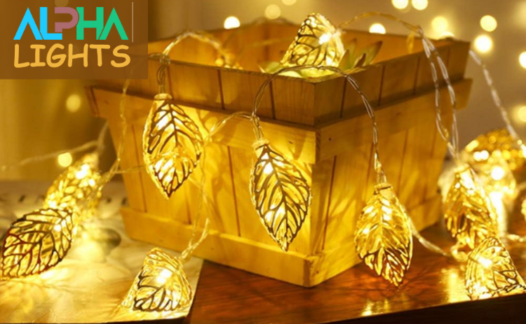 9.8ft string autumn leaf lights with timer function