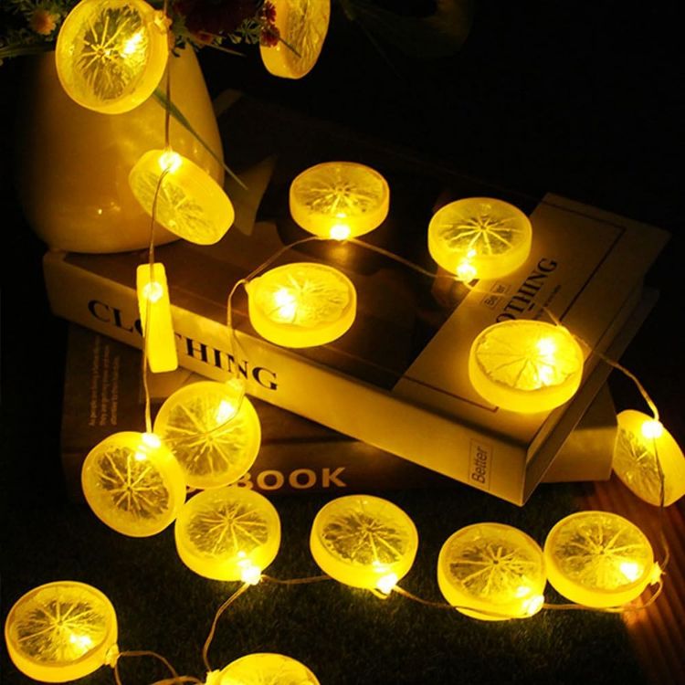 Remote controlled lemon shaped string lights for bedroom and dining room