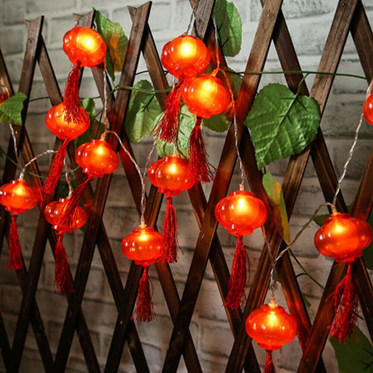 Picture of Traditional Chinese Red Lantern Lamp 3M Warm White Fairy String Lights – 20 LEDs – USB Powered with Remote & 8 Modes