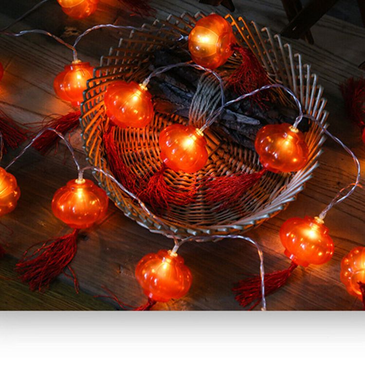 Picture of Traditional Chinese Red Lantern Lamp 3M Warm White Fairy String Lights – 20 LEDs – USB Powered with Remote & 8 Modes