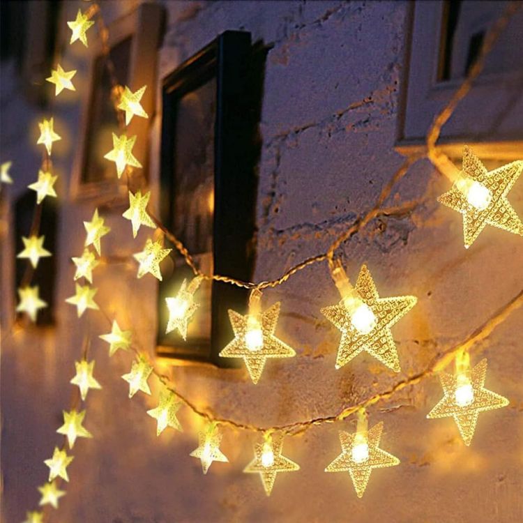 Picture of Star String Lights, 10ft/3M 20 LED Plug in String Lights Warm White Fairy Lights for Birthday/Christmas/Wedding/Party Indoor Outdoor Decoration