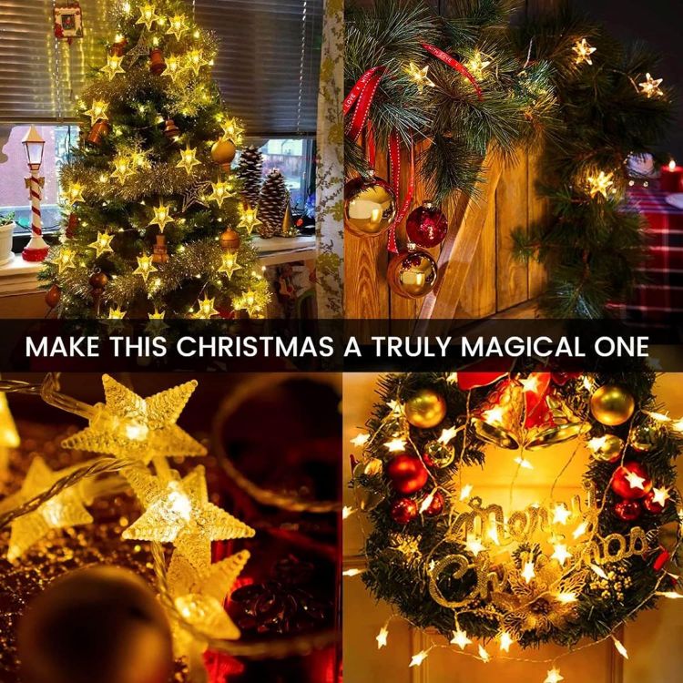 Picture of Star String Lights 3m 10ft 20 LED Warm White Plug-in Fairy Lights Indoor Outdoor Decoration Party Wedding Christmas