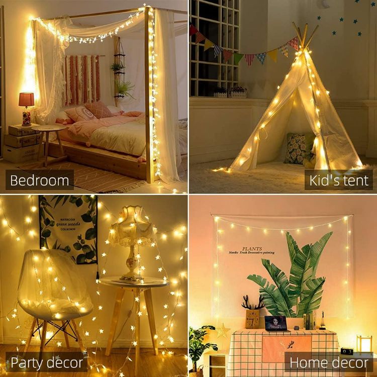 Picture of Star String Lights, 10ft/3M 20 LED Plug in String Lights Warm White Fairy Lights for Birthday/Christmas/Wedding/Party Indoor Outdoor Decoration