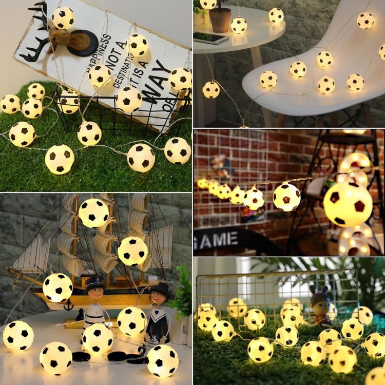 Picture of String Light 20LEDs Football Decoration -  Modern World Football Modeling Indoor Decor Lighting Warm Light 3M