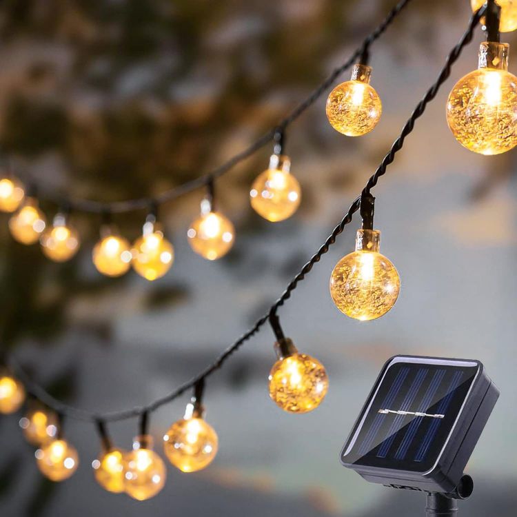 Picture of 20 LED Outdoor Solar String Lights Crystal Globe – IP65 Waterproof Garden Patio Fairy Lights Warm White Solar Powered