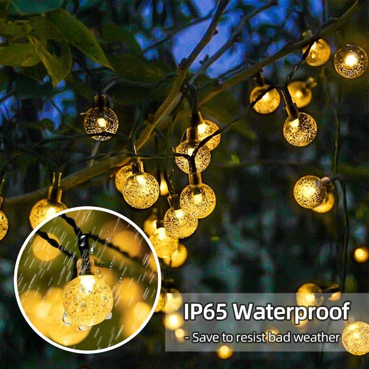 Picture of 20 LED Outdoor Solar String Lights Crystal Globe – IP65 Waterproof Garden Patio Fairy Lights Warm White Solar Powered