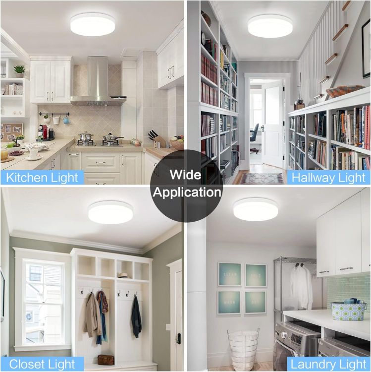 Picture of LED Kitchen Ceiling Light, 18W 1850lm Round Ceiling Lights Daylight White 5000K, 120W Equivalent, Dome, Flush Ceiling Light 