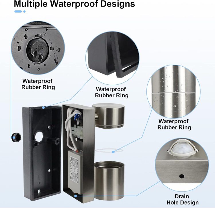 Night-time security wall light for gardens and patios