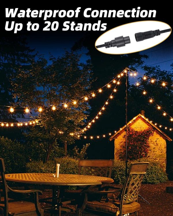 Picture of LED String Lights Mains Powered 15M/50FT, G40 Festoon Lights Outdoor 1W 25+2 Bulbs (2 Spare), IP45 Waterproof Globe Garden String Lights