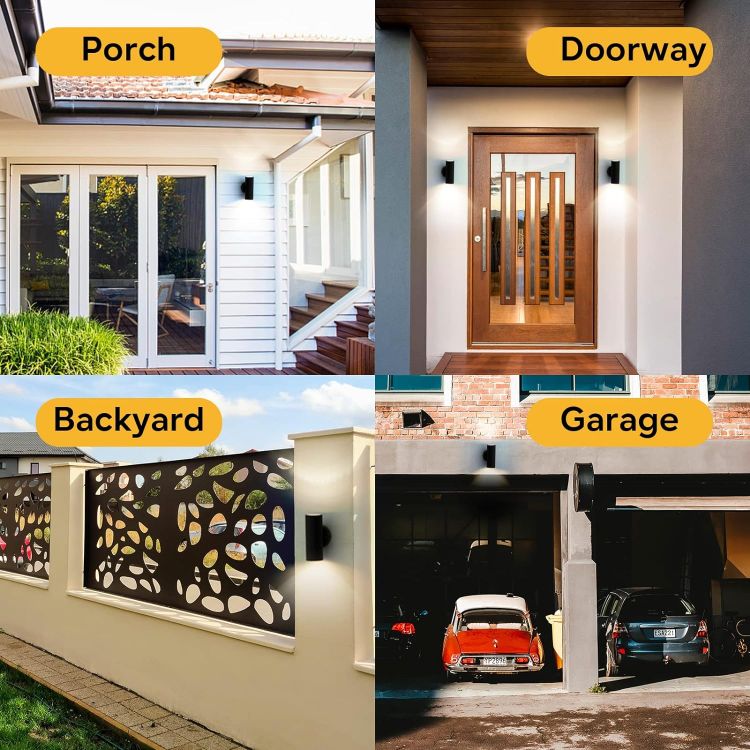 Picture of Black Stainless Steel Up Down Outdoor Wall Light – IP44 Waterproof Exterior Lamp with GU10 Bulb Fitting for Garden, Patio & Porch