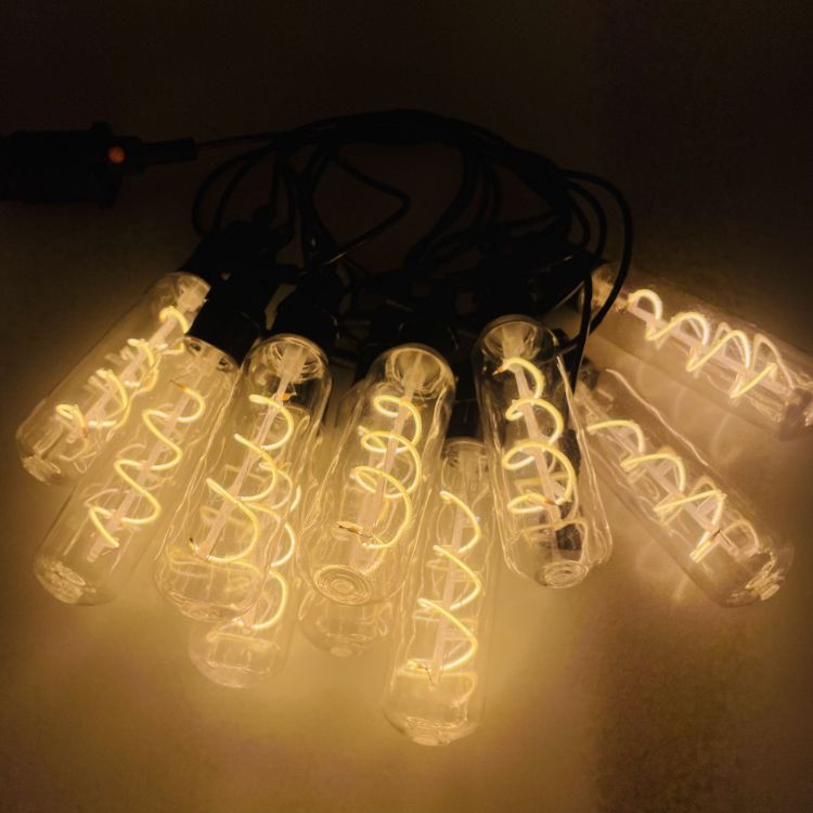 Picture of Outdoor Festoon String Lights, 10 Edison Bulbs Warm White 3000K, Connectable Hanging Decoration Lights for Garden, Party, Backyard, Wedding