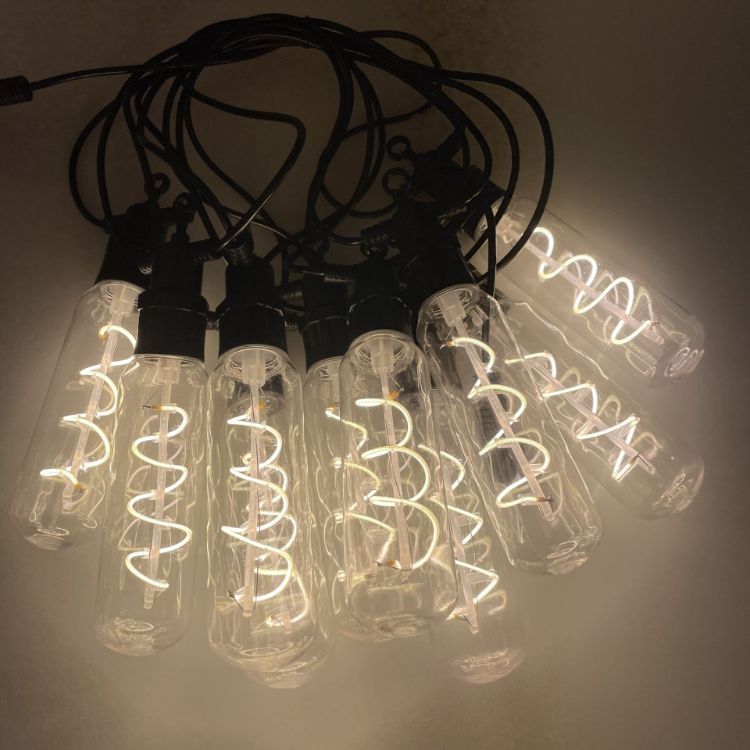 Picture of Outdoor Festoon String Lights, 10 Edison Bulbs Warm White 3000K, Connectable Hanging Decoration Lights for Garden, Party, Backyard, Wedding