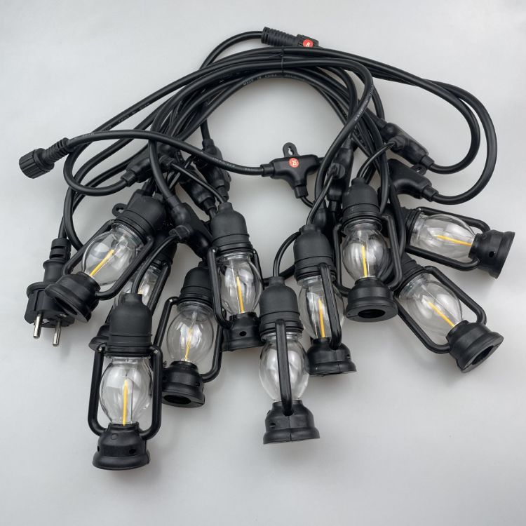 Picture of 5M Outdoor Festoon Lights - 10 Edison Bulbs, Warm White 3000K, Long Bright Glow For Patio Garden Party Wedding (Includes Adapter)