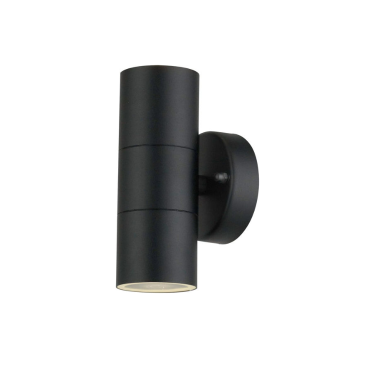 Black stainless steel up down outdoor wall light with GU10 bulb fitting