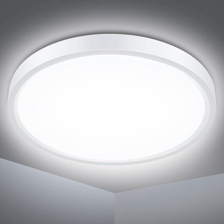 Picture of Bathroom Ceiling Light,18W 1500LM,100W Equivalent,5000K Flush Ceiling Light for Kitchen, Toilet, Porch, Bedroom, Utility Room, Ø22CM(White) 