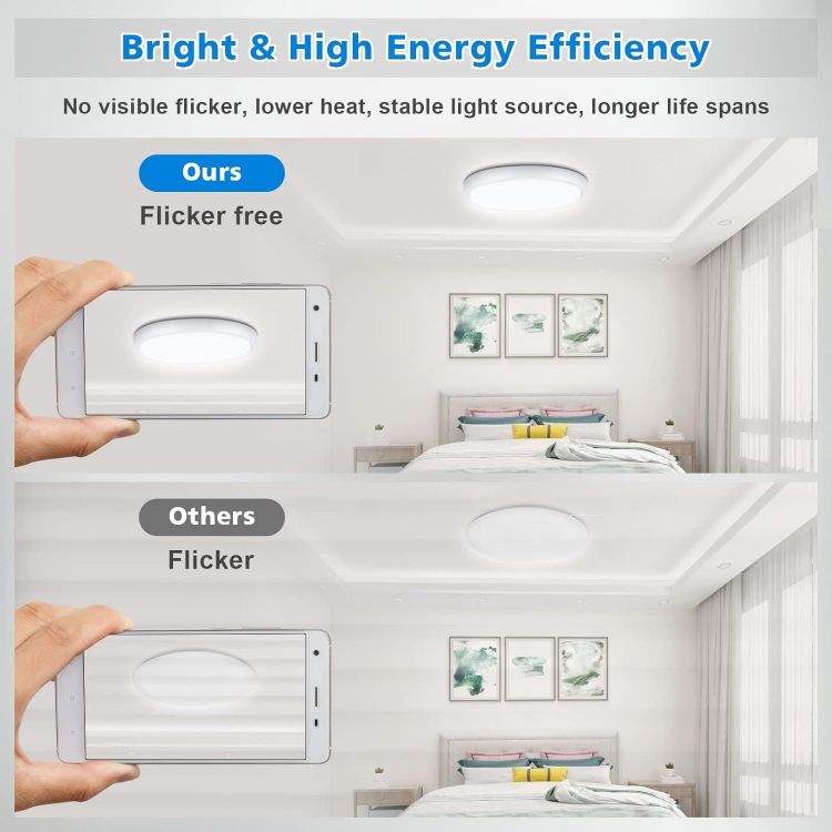 Picture of Bathroom Ceiling Light,18W 1500LM,100W Equivalent,5000K Flush Ceiling Light for Kitchen, Toilet, Porch, Bedroom, Utility Room, Ø22CM(White) 