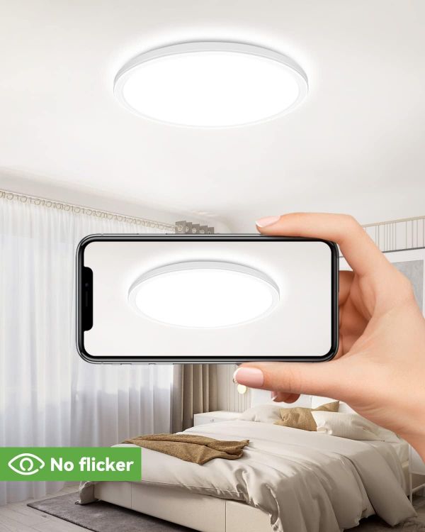 Picture of 28W 3200LM LED Ceiling Light, 30cm Bathroom Lights Ceiling 3000K/4500K/6000K Waterproof, 3 Color Temperature Flush Ceiling Light