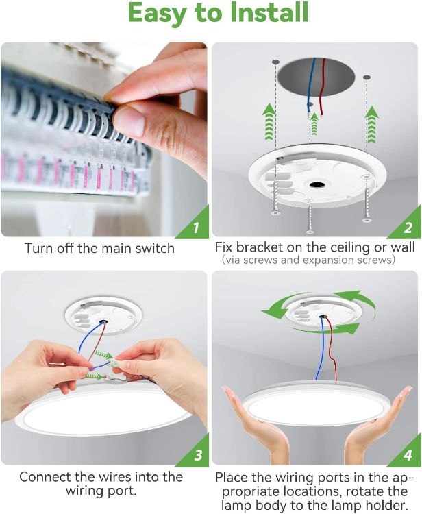 Picture of 28W 3200LM LED Ceiling Light, 30cm Bathroom Lights Ceiling 3000K/4500K/6000K Waterproof, 3 Color Temperature Flush Ceiling Light