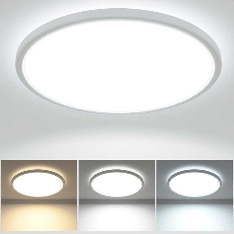 Picture of 28W 3200LM LED Ceiling Light, 30cm Bathroom Lights Ceiling 3000K/4500K/6000K Waterproof, 3 Color Temperature Flush Ceiling Light