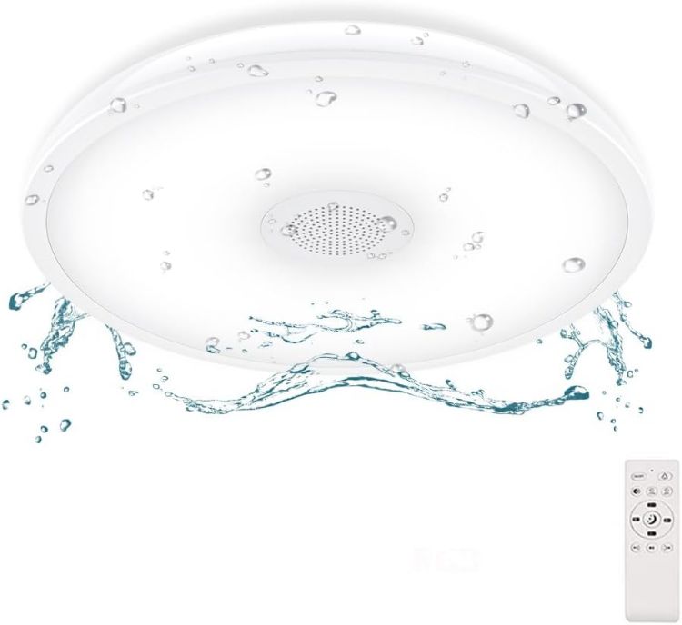 Picture of LED Ceiling Lamp 8.66 inch Bathroom Light with Remote Control, Bluetooth Speaker Ceiling Lamp IP65 Waterproof Bathroom Lamp