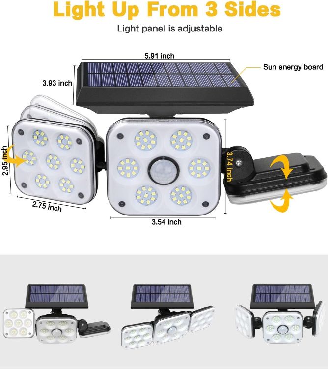 Picture of 138 LED Solar Lights Outdoor, Motion Sensor Security Light with 270° Wide Angle, 3 Lighting Models, IP65 Waterproof Solar Powered Wall Light 