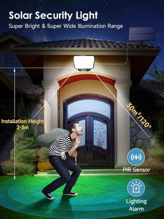 Picture of Solar Lights Outdoor Garden, 190LED 1500LM Solar Lights, 3 Modes & Remote Solar Security Lights Outdoor Motion Sensor, Garden Lights Solar Powered 