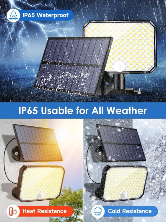 Picture of Solar Lights Outdoor Garden, 190LED 1500LM Solar Lights, 3 Modes & Remote Solar Security Lights Outdoor Motion Sensor, Garden Lights Solar Powered 