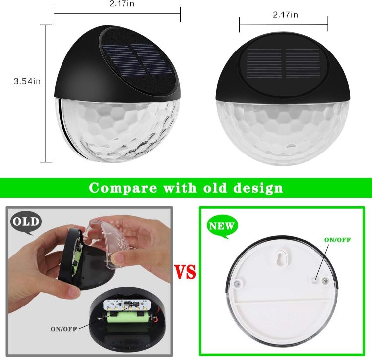 Picture of Outdoor Fence Solar Lights  – Decorative Solar Lights, IP65 Waterproof, Wireless Wall Lights, Warm White (4 Pack)