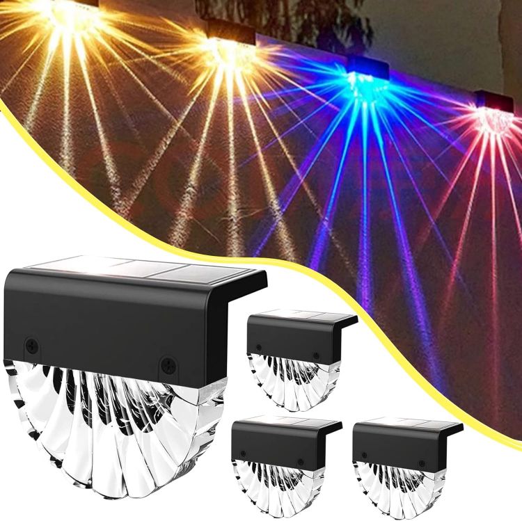 Picture of Outdoor Solar Powered Fence Light – IP65 Waterproof , 7 Modes, Warm White, 4 Pack