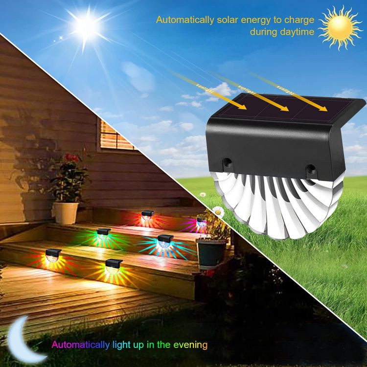 Picture of  Solar Fence Light, 4 Pcs Pathway Lighting,Solar Deck Light, Outdoor Waterproof Solar Step Lights  Used for Fence, Terraces, Stairs