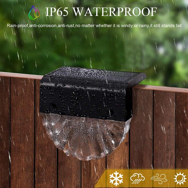 Picture of Outdoor Solar Powered Fence Light – IP65 Waterproof , 7 Modes, Warm White, 4 Pack