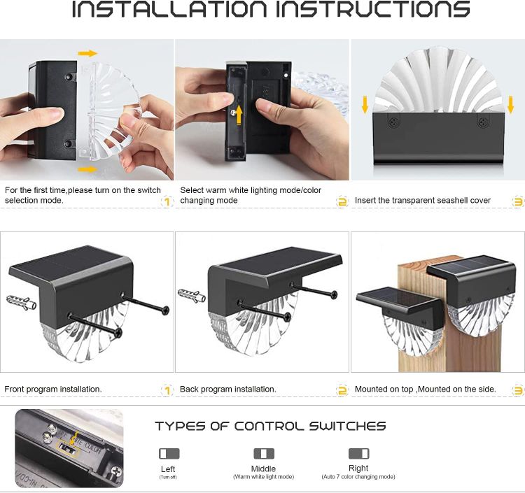 Picture of  Solar Fence Light, 4 Pcs Pathway Lighting,Solar Deck Light, Outdoor Waterproof Solar Step Lights  Used for Fence, Terraces, Stairs