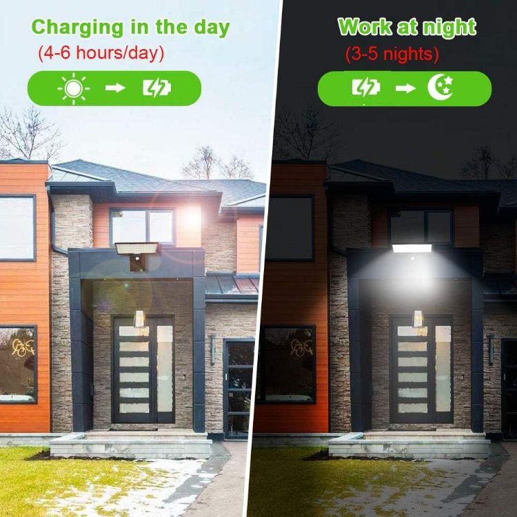 Picture of Solar Powered Lights Outdoor/Outside for Garden Fence Door Yard Pathway, 90 LED Solar Motion Sensor Security/Wall Lights