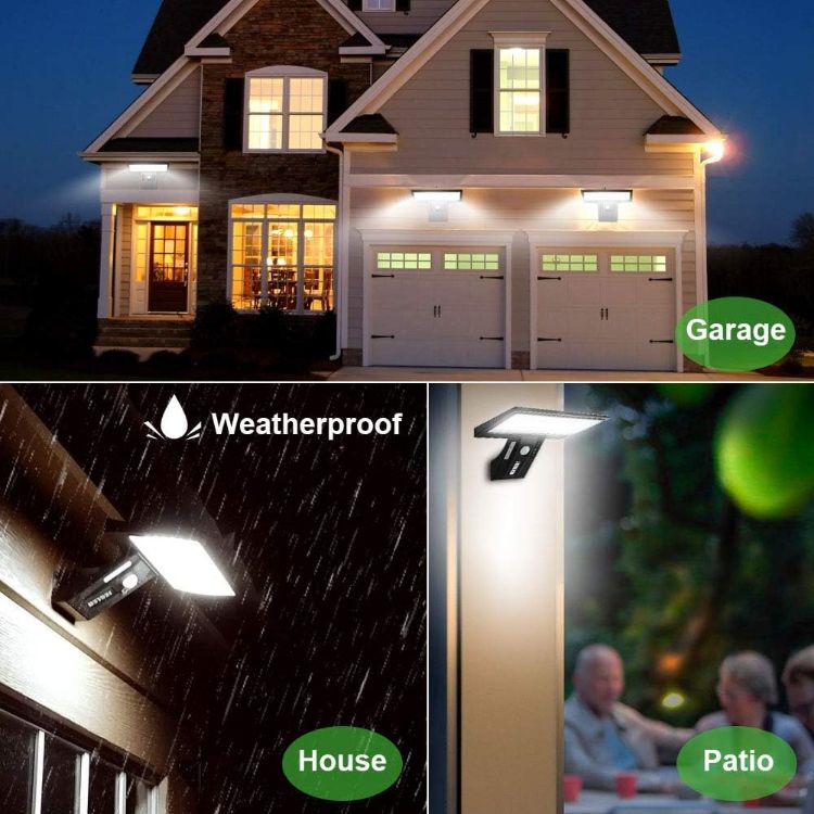 Picture of Solar Powered Lights Outdoor/Outside for Garden Fence Door Yard Pathway, 90 LED Solar Motion Sensor Security/Wall Lights