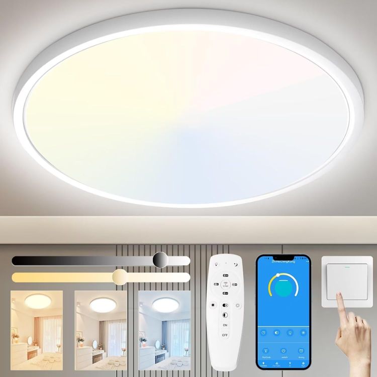 Picture of Bathroom Light 24W 3200LM LED Ceiling Light, 200W Equivalent, 3000K-6500K Waterproof IP54 Round Modern Flush Ceiling Light