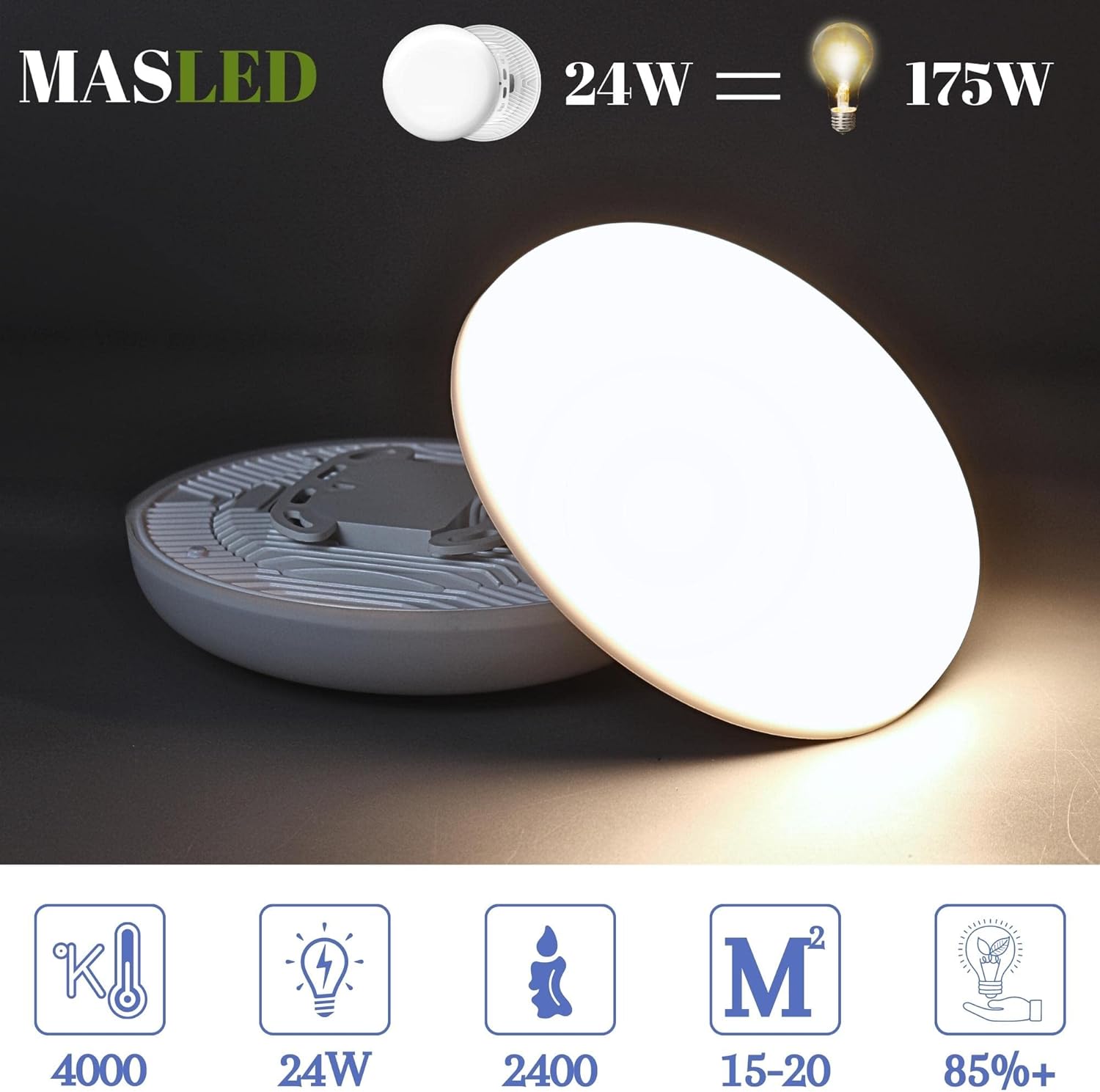 24W Ultra-Slim Flush LED Ceiling Light | 4000K Natural White