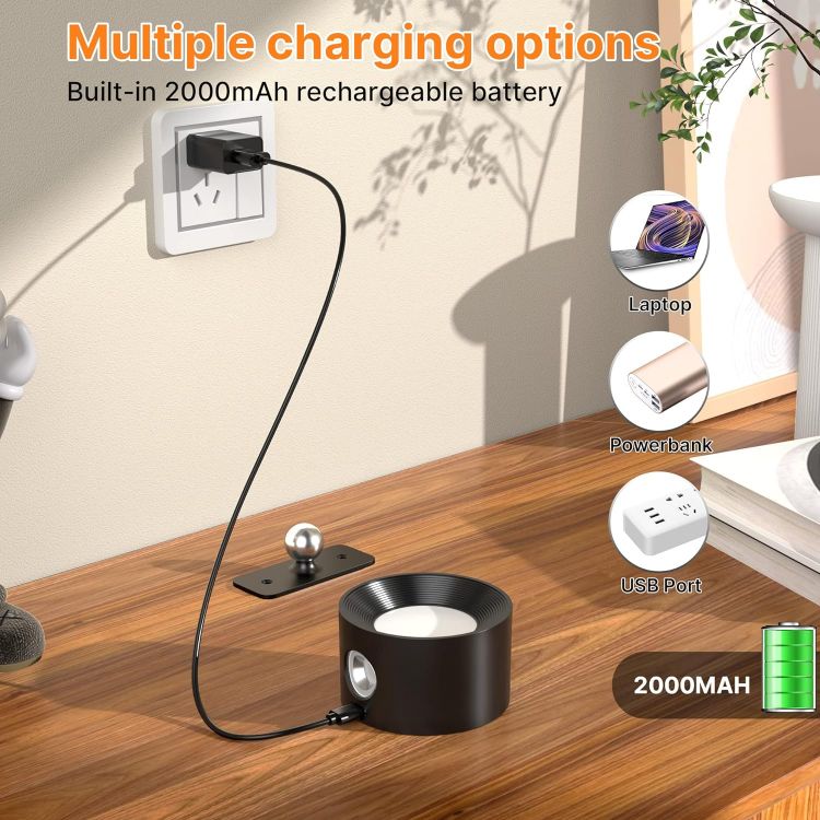 Picture of LED Wall Light – 360° Adjustable Head, 3 Brightness Levels, 3 Color Modes, Touch Control, 2 Pack