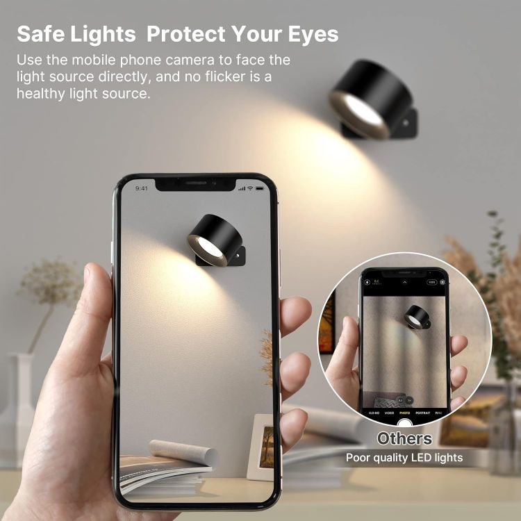 Picture of LED Wall Light – 360° Adjustable Head, 3 Brightness Levels, 3 Color Modes, Touch Control, 2 Pack