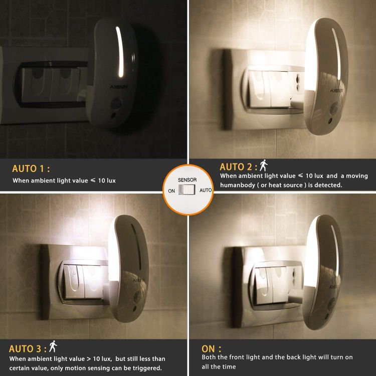 Picture of LED Motion Sensor Night Light – Touch Control, Plug-In Wall Light, Natural White, Dusk to Dawn