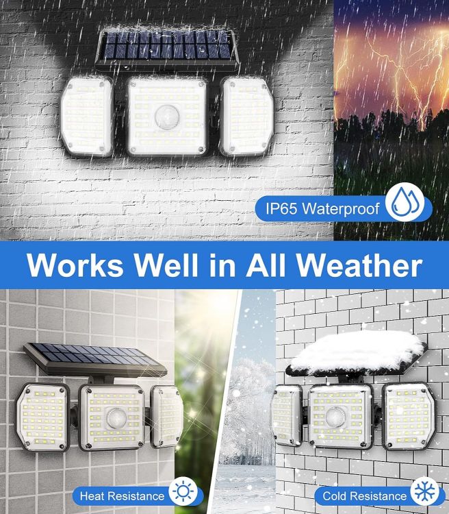 Picture of Outdoor Wall Lights Motion Sensor - Solar Powered Security Light 122 LED Floodlight with 360° Angle Solar IP65 Waterproof Flood Lights