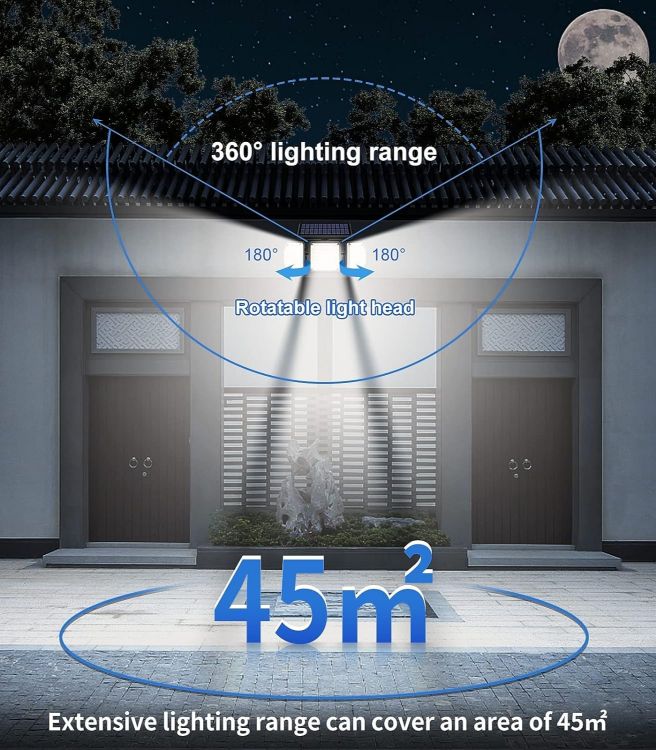 Picture of Outdoor Wall Lights Motion Sensor - Solar Powered Security Light 122 LED Floodlight with 360° Angle Solar IP65 Waterproof Flood Lights