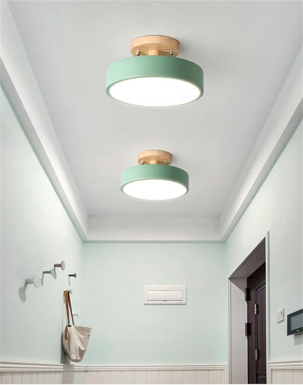Picture of 12W LED Ceiling Light, Warm White Modern Wood Flush Mount Ceiling Light Fitting for Living Room Bedroom Kitchen Hallway