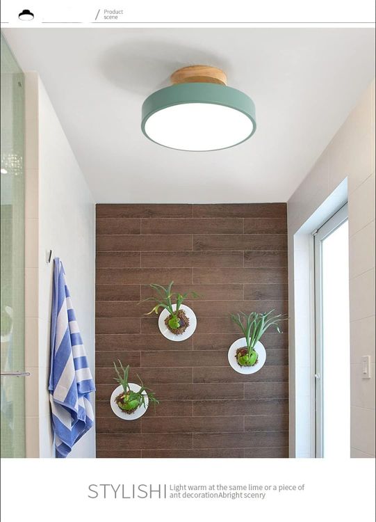 Picture of 12W LED Ceiling Light, Warm White Modern Wood Flush Mount Ceiling Light Fitting for Living Room Bedroom Kitchen Hallway