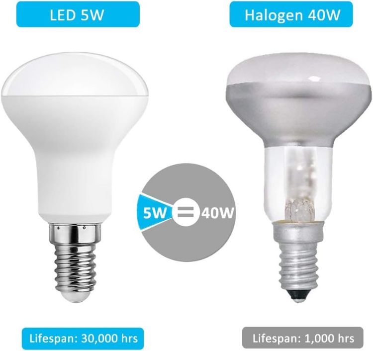 Picture of Spotlight Bulbs R50 E14 LED Cool White 6000K, 120° Beam Angle, 5W Replace E14 Reflector Bulbs 40W, 500LM - Pack of 6 