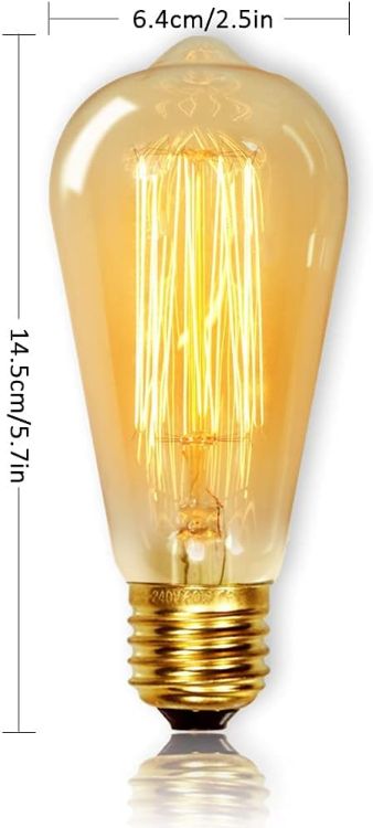 Picture of Vintage Light Bulbs with E27 Edison Screw Cap, Squirrel Cage Shaped Filament Bulb, 2700K Warm White Dimmable - pack of 6